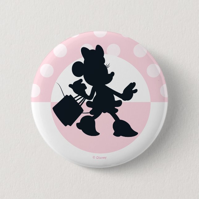 Minnie Mouse Shopping Silhouette Button (Front)