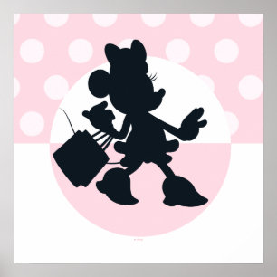 Minnie Mouse Shopping Silhouette Poster