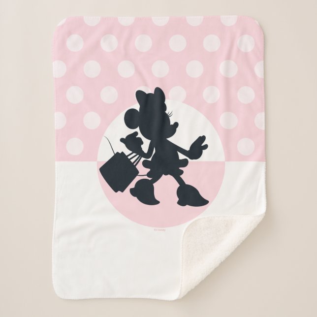 Minnie Mouse Shopping Silhouette Sherpa Blanket (Front)