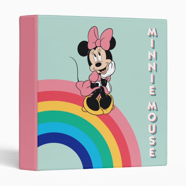 Minnie Mouse | Sitting on a Rainbow 3 Ring Binder (Front/Spine)
