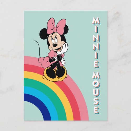 Minnie Mouse  Sitting on a Rainbow Postcard