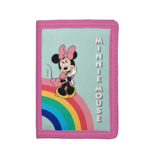 Minnie Mouse Sitting on a Rainbow Tri-fold Wallet
