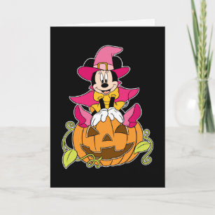 Minnie Mouse Sitting on Jack-O-Lantern Card