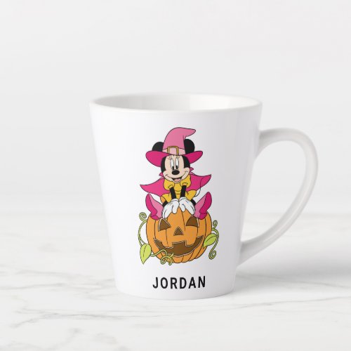 Minnie Mouse Sitting on Jack_O_Lantern Latte Mug