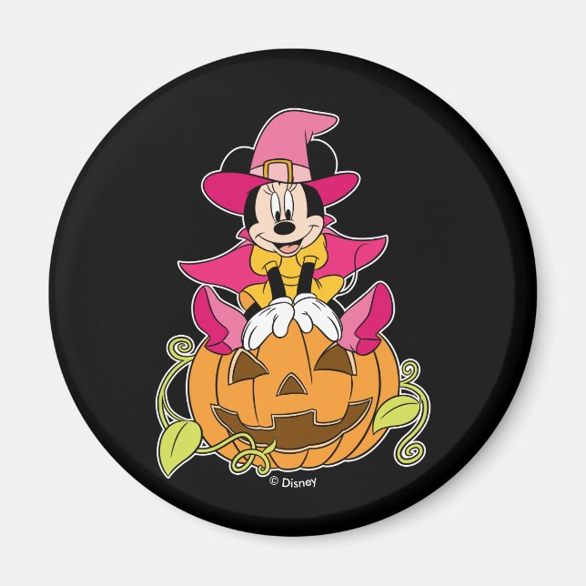 Minnie Mouse Sitting on Jack-O-Lantern Magnet (Front)