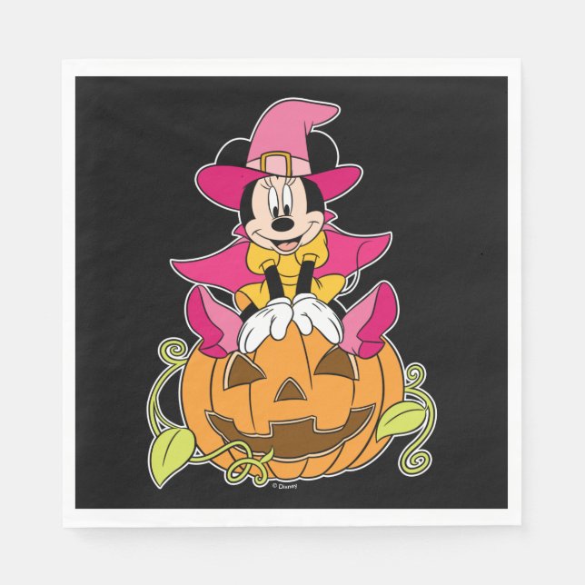 Minnie Mouse Sitting on Jack-O-Lantern Napkins (Front)