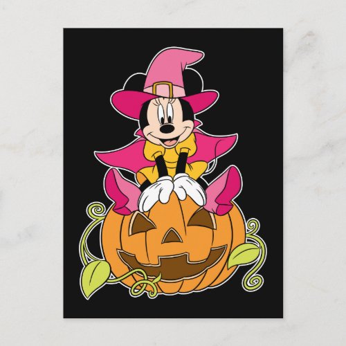 Minnie Mouse Sitting on Jack_O_Lantern Postcard