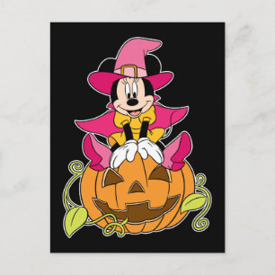 Minnie Mouse Sitting on Jack-O-Lantern Postcard