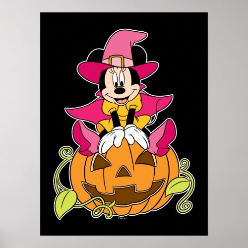 Minnie Mouse Sitting on Jack_O_Lantern Poster