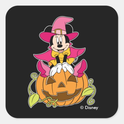 Minnie Mouse Sitting on Jack_O_Lantern Square Sticker