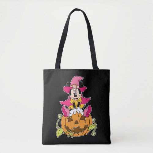 Minnie Mouse Sitting on Jack_O_Lantern Tote Bag