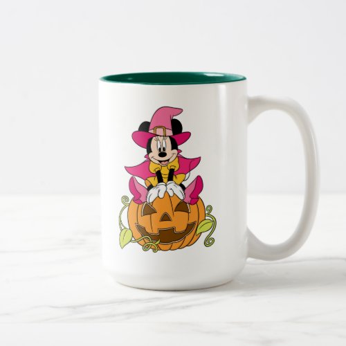 Minnie Mouse Sitting on Jack_O_Lantern Two_Tone Coffee Mug