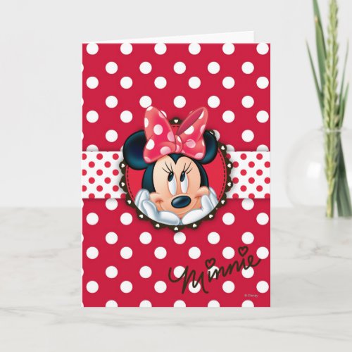 Minnie Mouse  Smiling on Polka Dots Card