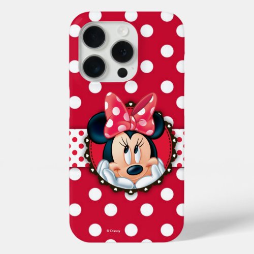 Minnie Mouse  Smiling on Polka Dots iPhone 15 Pro Case