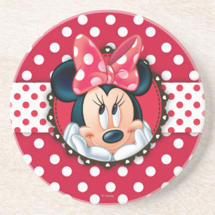 Minnie Mouse Smiling on Polka Dots Coaster