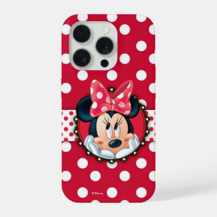 Minnie Mouse Smiling on Polka Dots iPhone 15 Pro Case