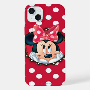 Minnie Mouse Smiling on Polka Dots iPhone 15 Plus Case