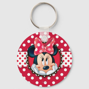 Trendy Minnie, Red Polka Dot Bow Postcard, Zazzle