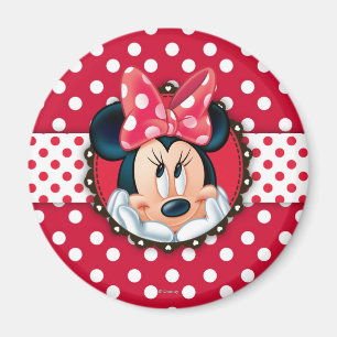 Minnie Mouse Smiling on Polka Dots Magnet