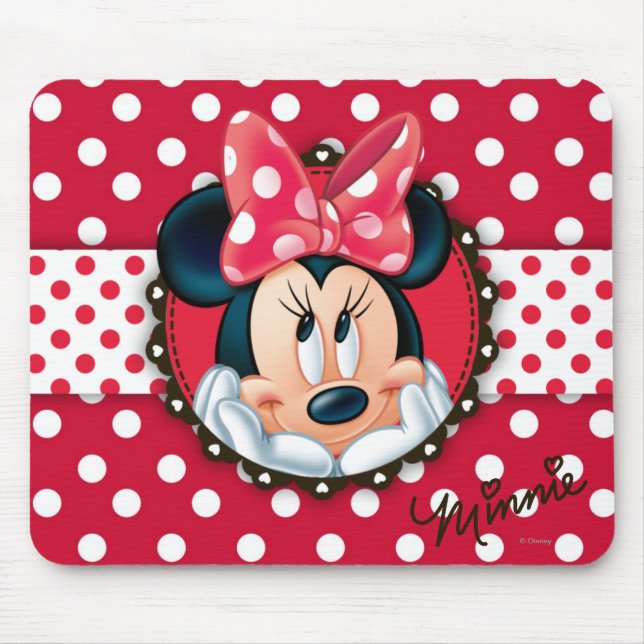 Minnie Mouse | Smiling on Polka Dots Mouse Pad (Front)