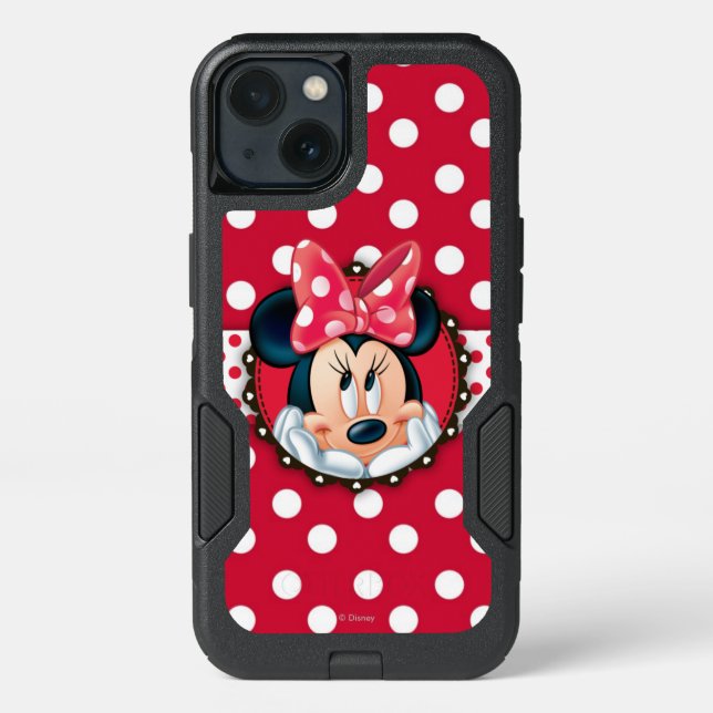 Minnie Mouse | Smiling on Polka Dots Otterbox iPhone Case (Back)