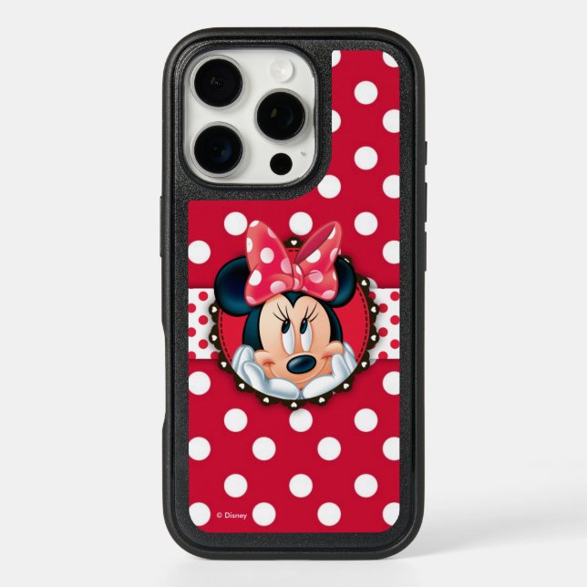 Minnie Mouse | Smiling on Polka Dots Otterbox iPhone Case (Back)