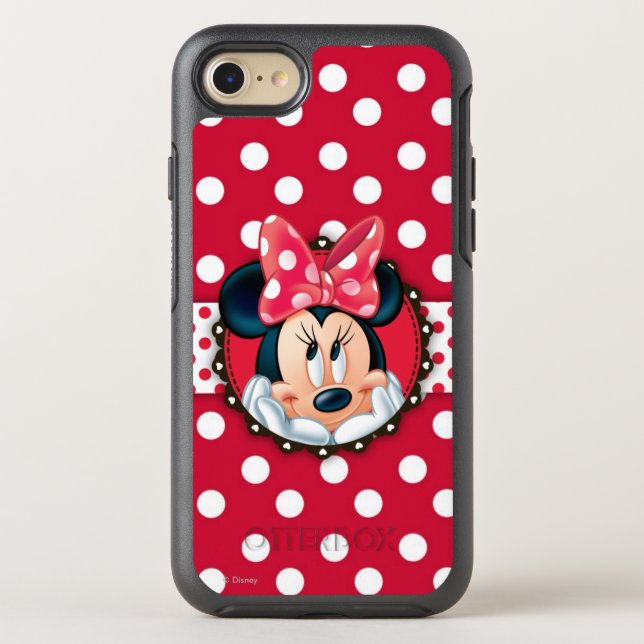 Minnie Mouse | Smiling on Polka Dots Otterbox iPhone Case (Back)