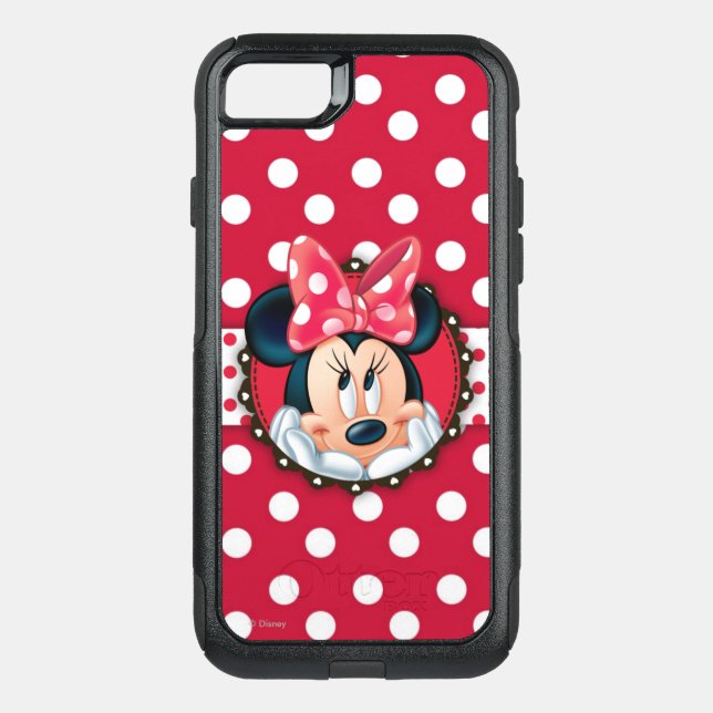Minnie Mouse | Smiling on Polka Dots Otterbox iPhone Case (Back)