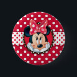 Minnie Mouse | Smiling on Polka Dots Pinback Button<br><div class="desc">Minnie Polka Dot Frame</div>