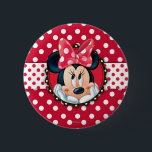 Minnie Mouse | Smiling on Polka Dots Pinback Button<br><div class="desc">Minnie Polka Dot Frame</div>