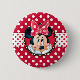Minnie Mouse   Smiling on Polka Dots Pinback Button