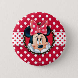 Minnie Mouse   Smiling on Polka Dots Pinback Button