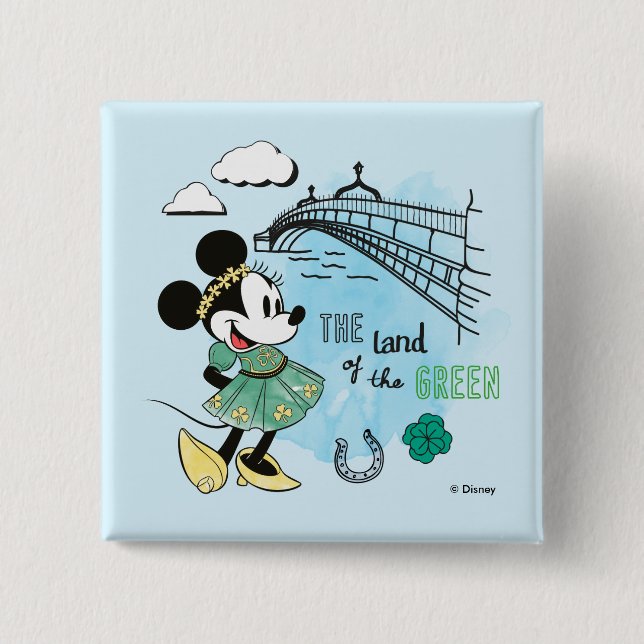 Minnie Mouse | St. Patrick's Day - Land of the Gre Button (Front)