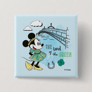 Minnie Mouse   St. Patrick's Day - Land of the Gre Button