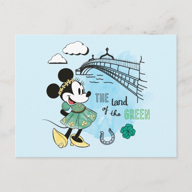 Minnie Mouse | St. Patrick's Day - Land of the Gre Postcard (Front)
