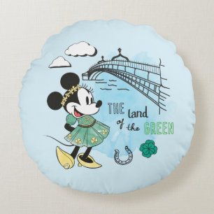 Minnie Mouse St. Patrick's Day - Land of the Gre Round Pillow