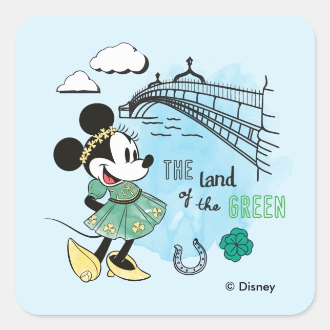 Minnie Mouse | St. Patrick's Day - Land of the Gre Square Sticker (Front)