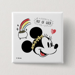 Minnie Mouse   St. Patrick's Day - Pot of Gold Button