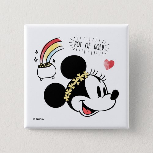 Minnie Mouse  St Patricks Day _ Pot of Gold Button