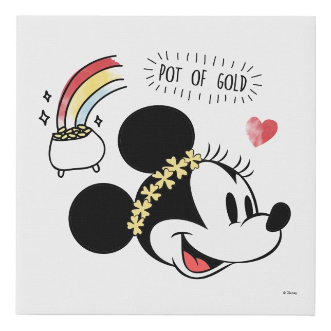 Minnie Mouse | St. Patrick's Day - Pot of Gold Faux Canvas Print (Front)