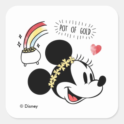 Minnie Mouse  St Patricks Day _ Pot of Gold Square Sticker