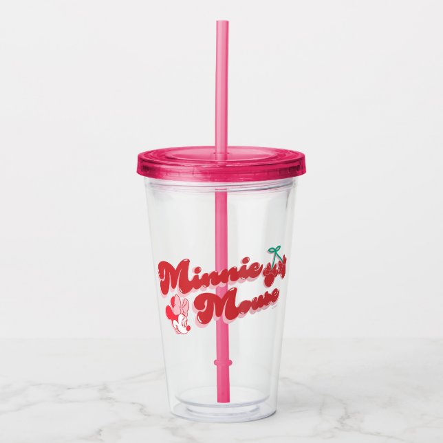 Minnie Mouse Sweet Cherry Script Acrylic Tumbler (Front)