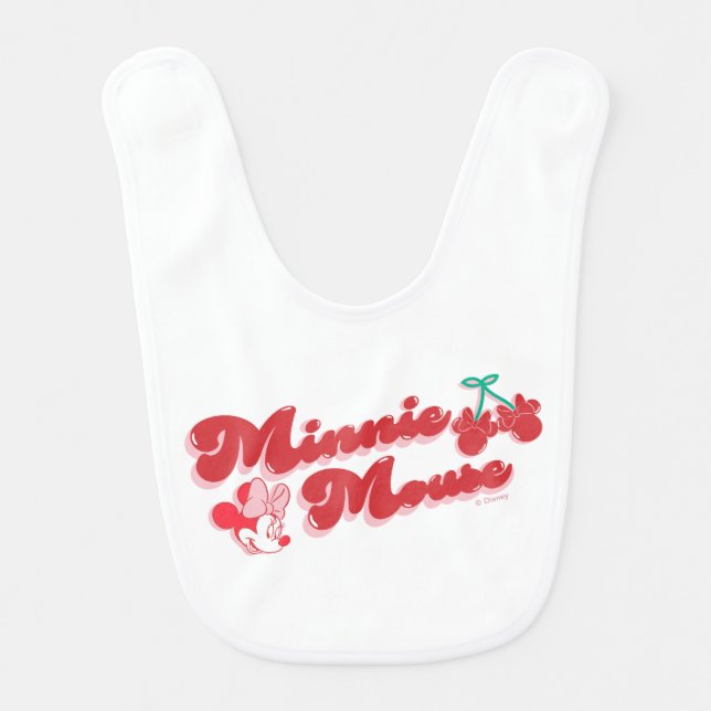 Minnie Mouse Sweet Cherry Script Baby Bib (Front)