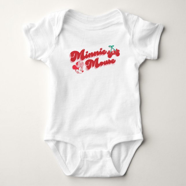 Minnie Mouse Sweet Cherry Script Baby Bodysuit (Front)