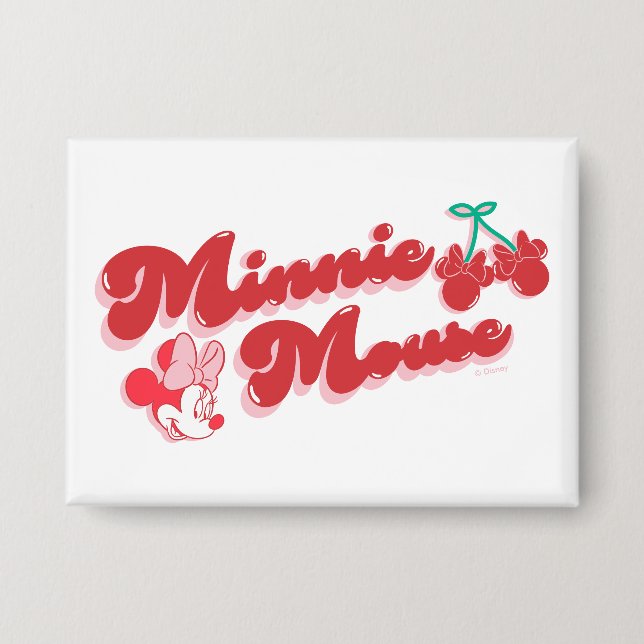 Minnie Mouse Sweet Cherry Script Button (Front)