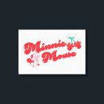 Minnie Mouse Sweet Cherry Script Canvas Print<br><div class="desc">Playful, stylish, and bursting with retro charm, this delightful artwork features Minnie Mouse paired with bold script lettering and adorable cherry accents. The soft highlights and cheerful color palette give the design a fun, vintage-inspired feel that’s both sweet and eye-catching. Perfect for customizable Zazzle products like apparel, tote bags, wall...</div>