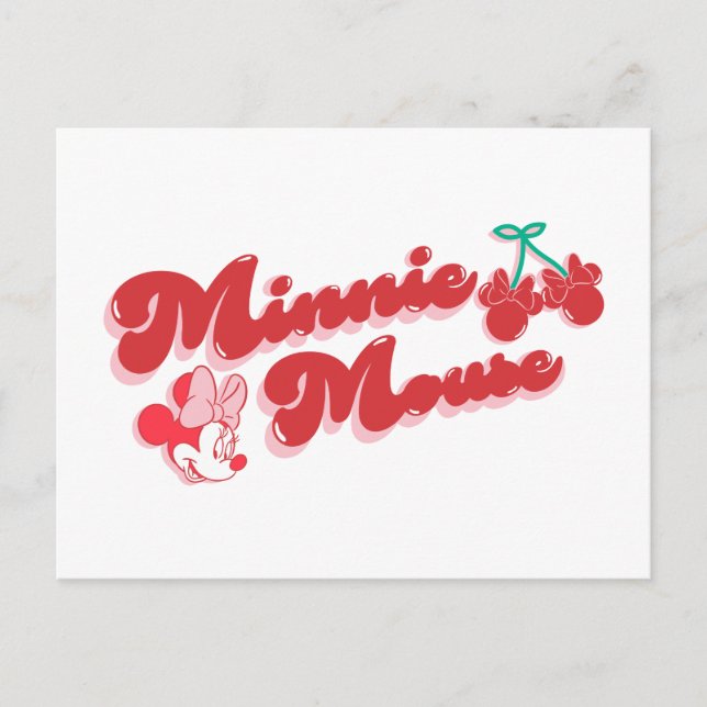Minnie Mouse Sweet Cherry Script Postcard (Front)
