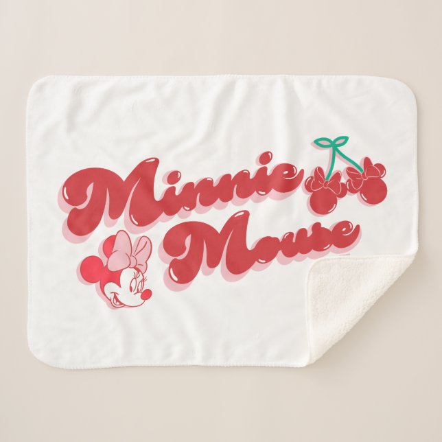 Minnie Mouse Sweet Cherry Script Sherpa Blanket (Front (Horizontal))