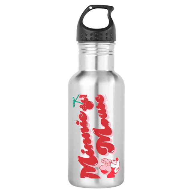 Minnie Mouse Sweet Cherry Script Stainless Steel Water Bottle (Front)