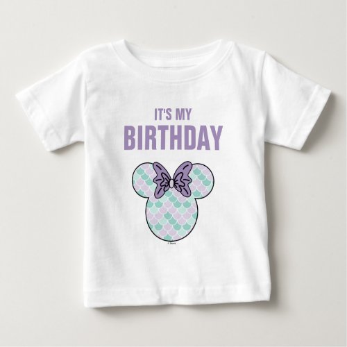Minnie Mouse  Teal  Purple Mermaid Birthday Baby T_Shirt